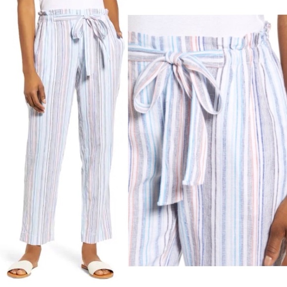 Beach Lunch Lounge Giavanna Marshmellow Stripe Linen Blend Pants - Picture 2 of 9